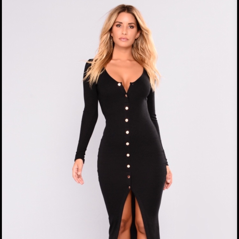 FashionNova Snap and Go Midi Dress